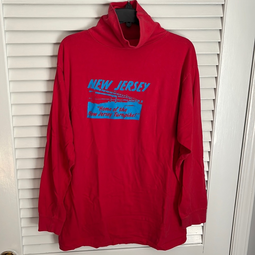 90’s Vintage Turtleneck Long Sleeve Tee Shirt NJ Home of the New Jersey Turnpike